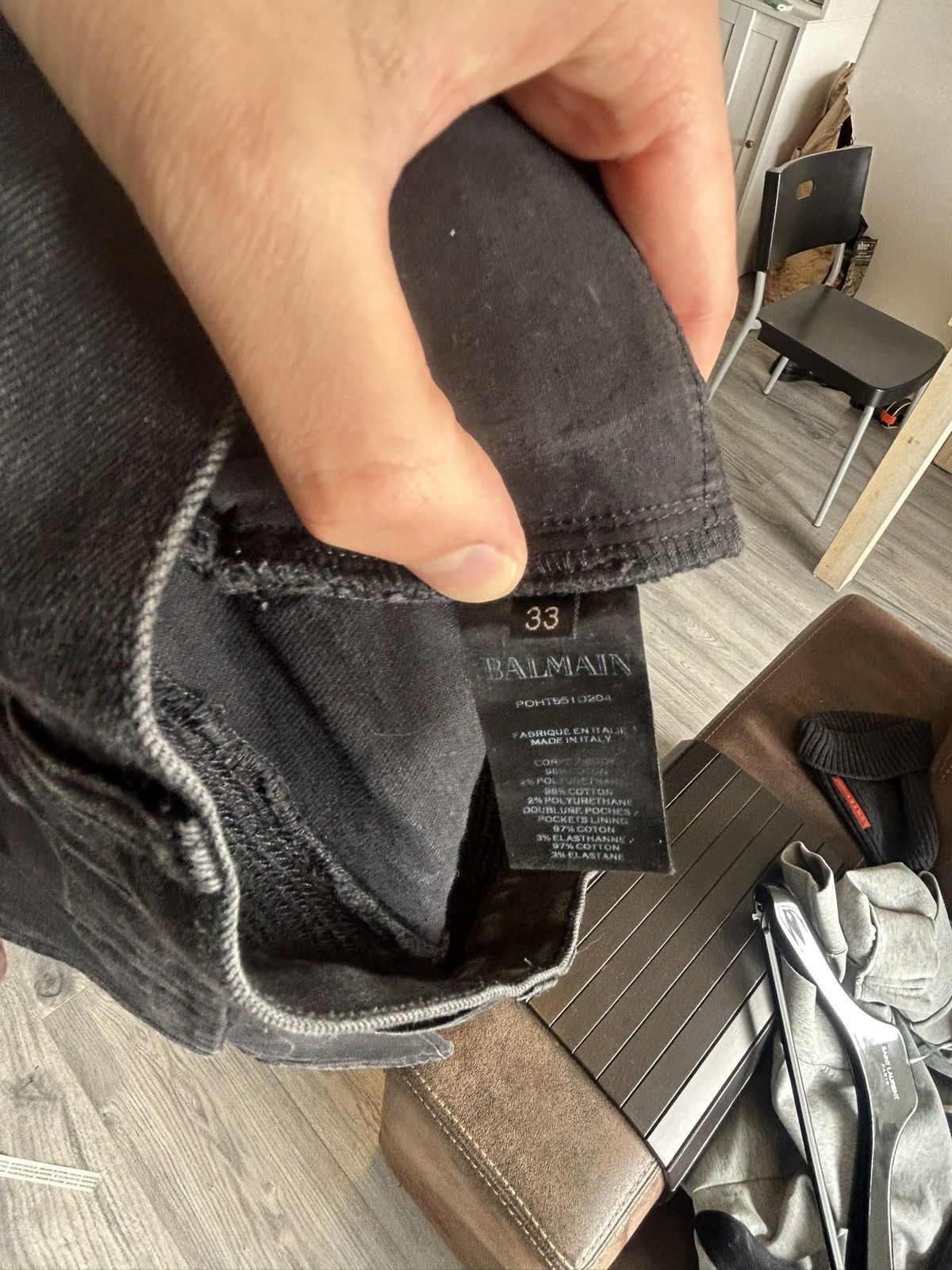 Balmain Balmain Black Biker Jeans with Ribbed Panel Detailing Size US 30 / EU 46 - 14 Thumbnail