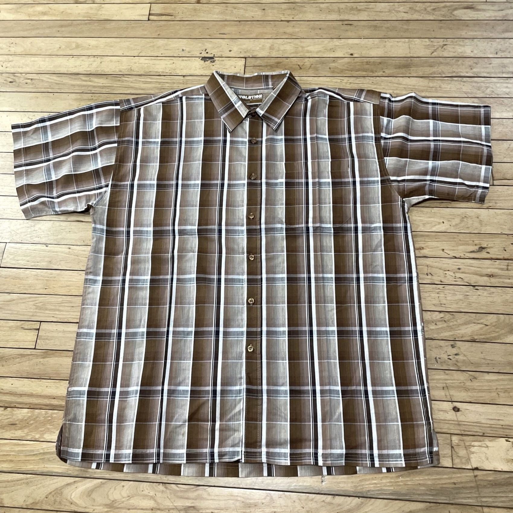 Vintage VINTAGE Evolution in Design Button Shirt Men 2XL Brown Western Plaid 70s 90s XXL 54" Short Sleeve Button-Up Collared Mens Size US XXL / EU 58 / 5 - 2 Thumbnail