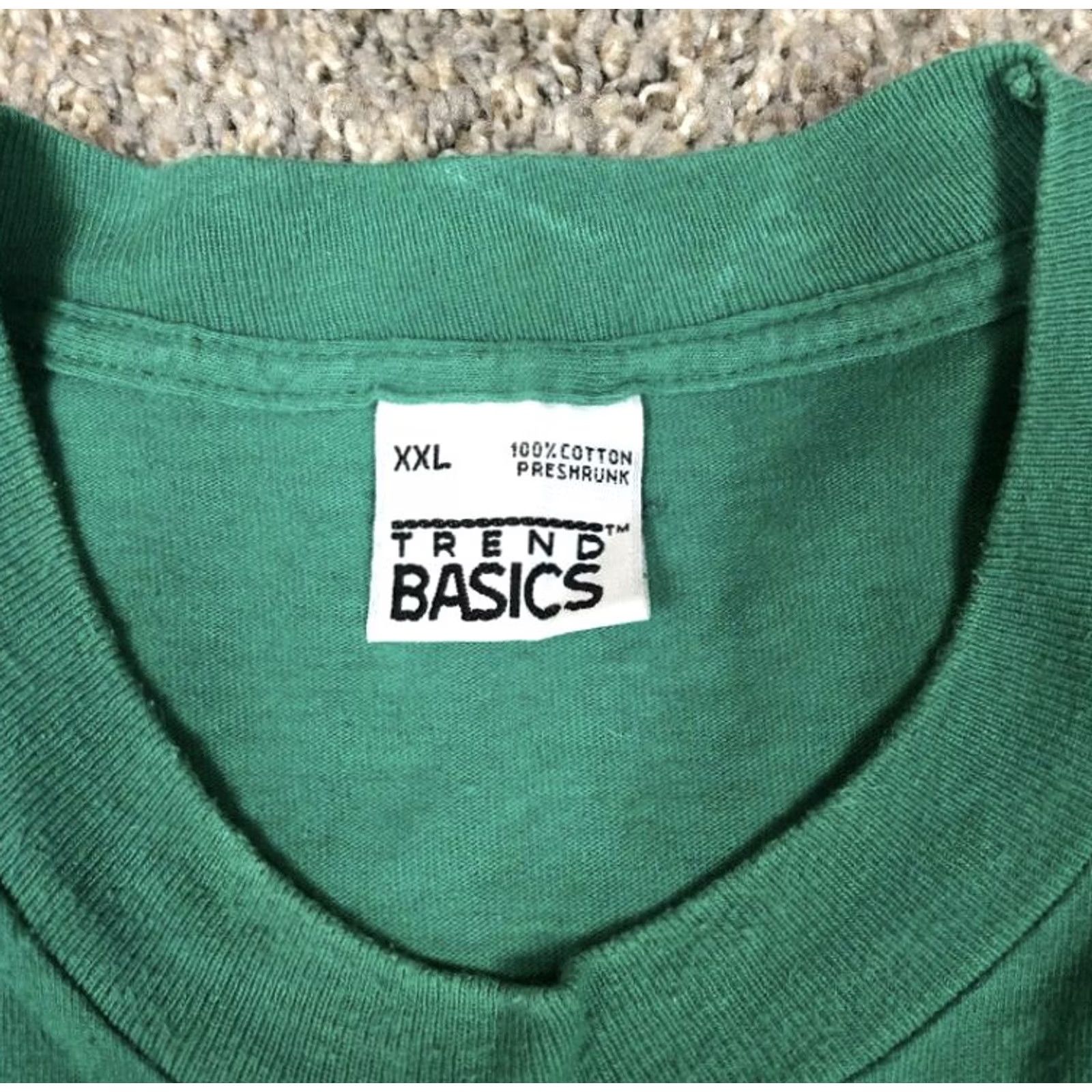 Vintage VINTAGE Trend Basics 2XL T-Shirt Green 90s 2XL Short Sleeve Crew Neck Pockets Made In USA Mens Size US XXL / EU 58 / 5 - 2 Thumbnail