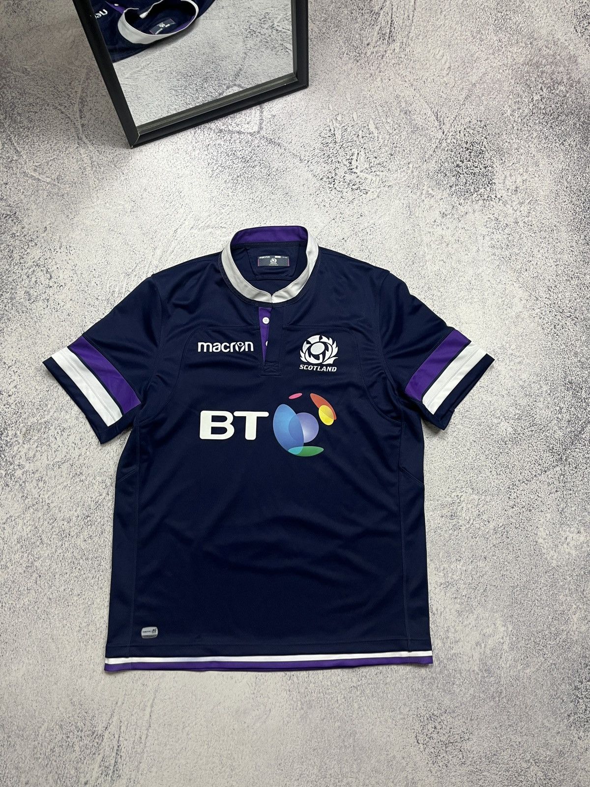 Vintage Macron Scotland Rugby Jersey Tee Rare Y2k Drill Hype Size US L / EU 52-54 / 3 - 1 Thumbnail