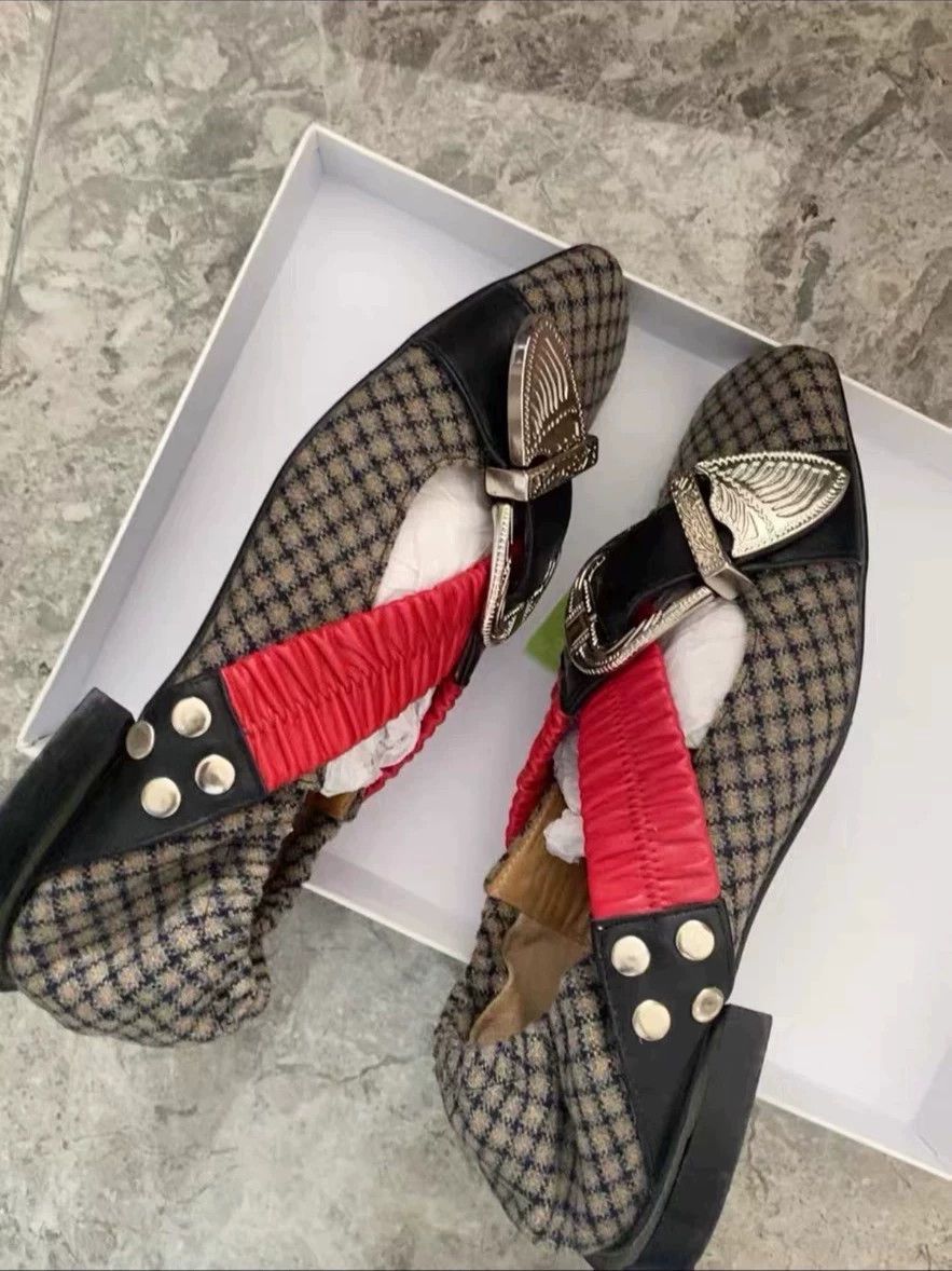 Toga Pulla Toga Pulla Check Color Block Ballet Flats 36 Worn 2x Size US 5.5 / IT 35.5 - 3 Thumbnail