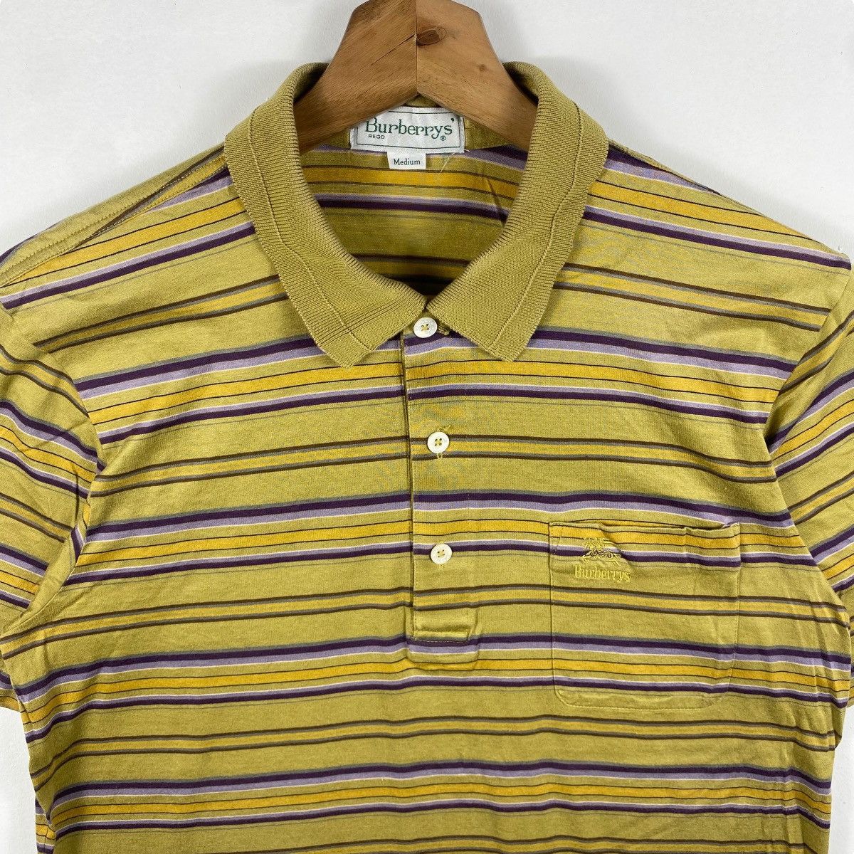 Burberry × Vintage Vintage 90's BURBERRYS Striped Pocket Polo Shirt Medium Size Size US M / EU 48-50 / 2 - 2 Thumbnail