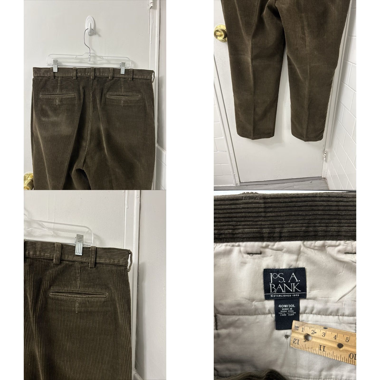 Jos. A. Bank Jos A Bank Corduroy Pants Mens 40x30 Brown Pleated Straight Leg Trousers Size US 40 / EU 56 - 8 Thumbnail