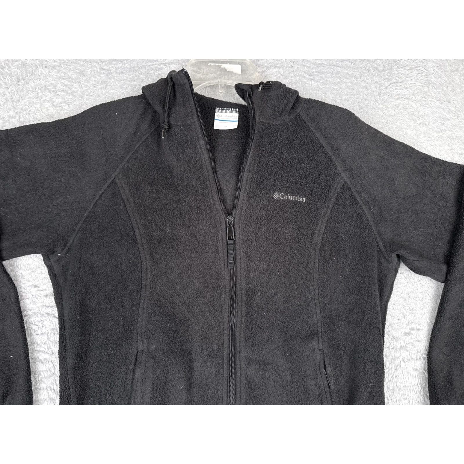 Vintage Columbia Jacket Womens Medium Black Fleece Hooded Full Zip Outdoor Hiking Hike Size M / US 6-8 / IT 42-44 - 4 Thumbnail