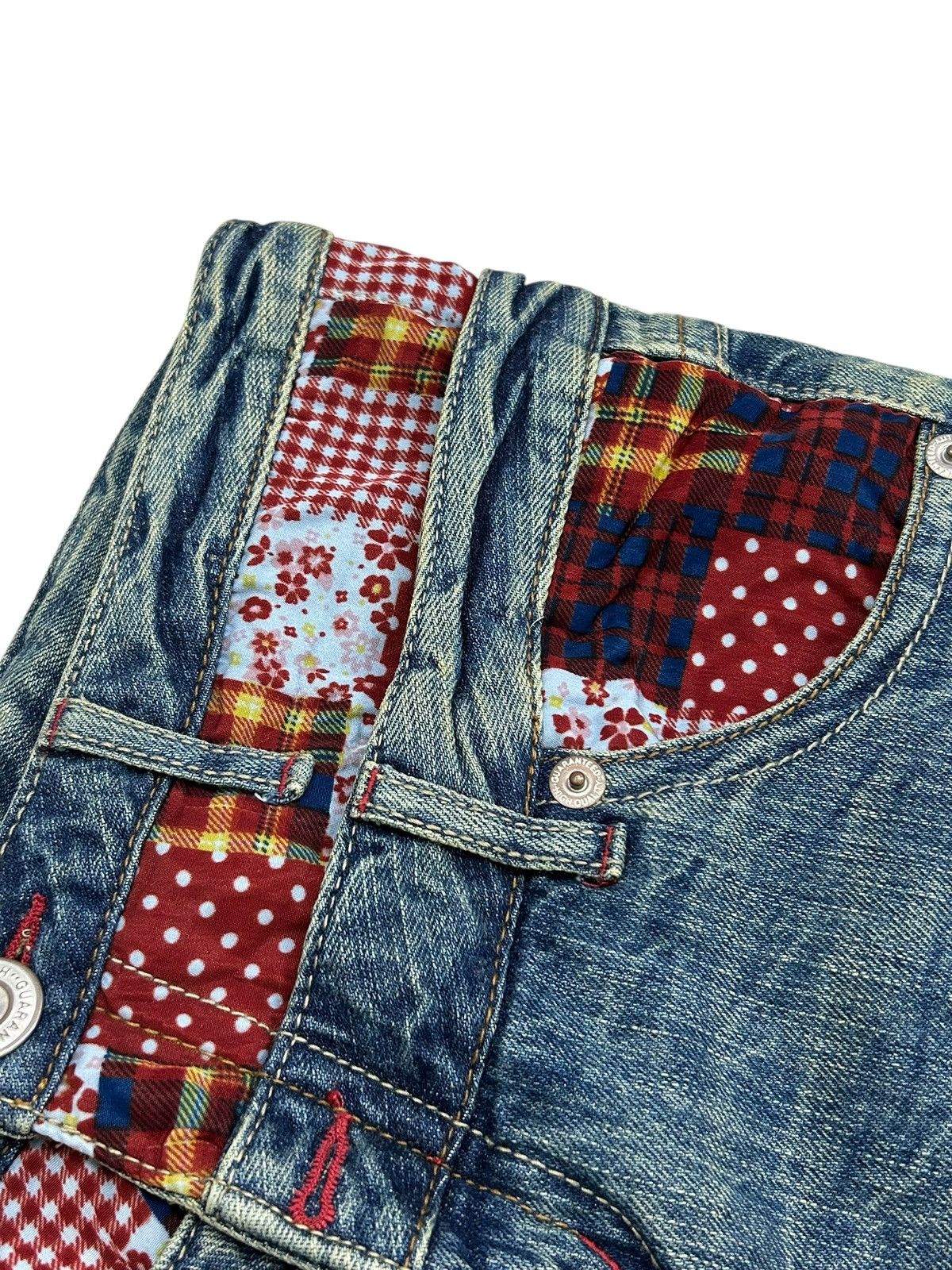 Le Grande Bleu (L.G.B.) Vintage Double Waist Checkered Clawn Marks Distressed Size US 31 - 10 Thumbnail