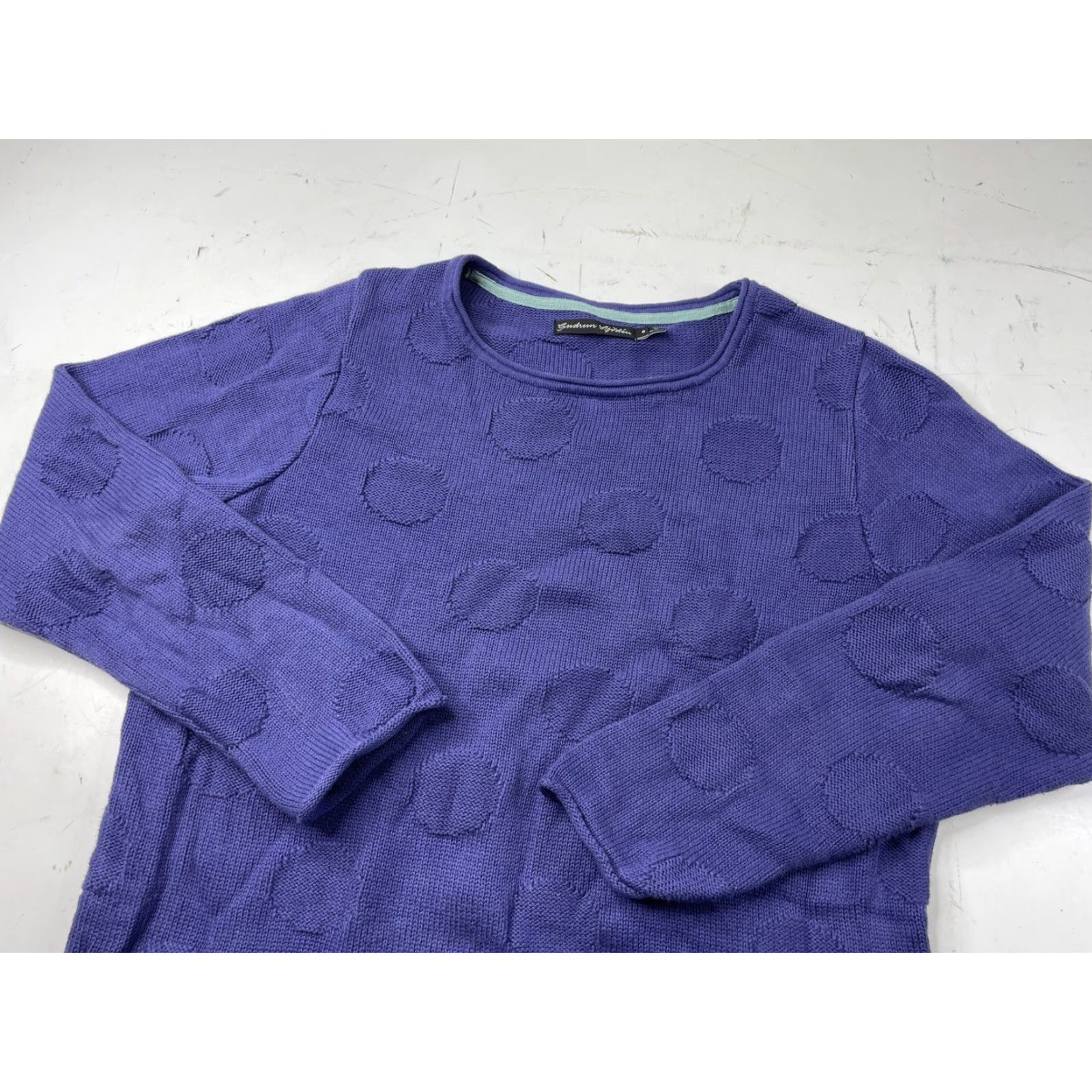 Vintage Gudrun Sjoden Womens Knit Sweater Pullover Polka Dot Size S Blue Cotton Knit Long Sleeve Women Pullover Size S Womens Size S / US 4 / IT 40 - 2 Thumbnail