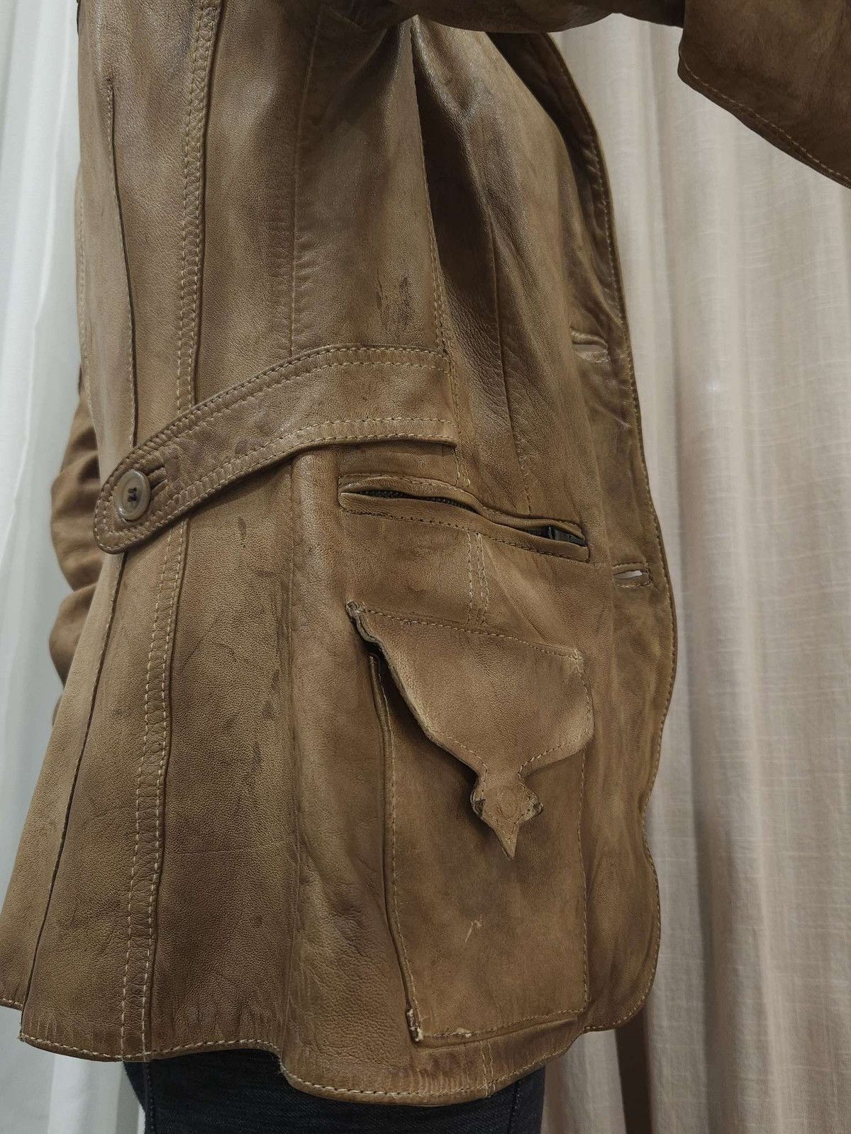 Vintage Super Soft Real Leather Distressed Patina Jacket By Blur Size M / US 6-8 / IT 42-44 - 11 Thumbnail