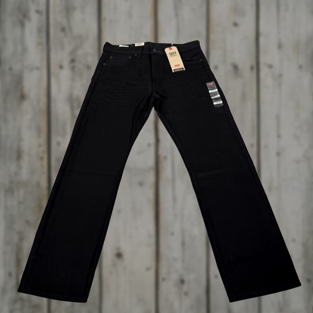 Levi's Levi's 501 Jeans Mens 32x29 Black Denim Straight Regular Fit Cotton Pants Western Cowboy Leather Patch Size US 32 / EU 48 - 1 Thumbnail
