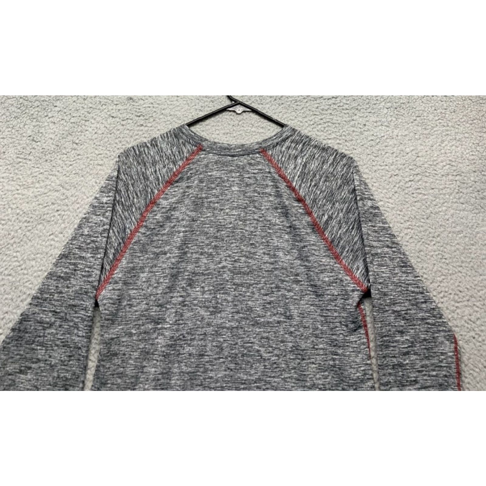 Vintage Russell T-Shirt Men's Medium Long Sleeve Crew Neck Heather Gray & Red Dri-Power 360 Athletic Shirt Size US M / EU 48-50 / 2 - 5 Thumbnail