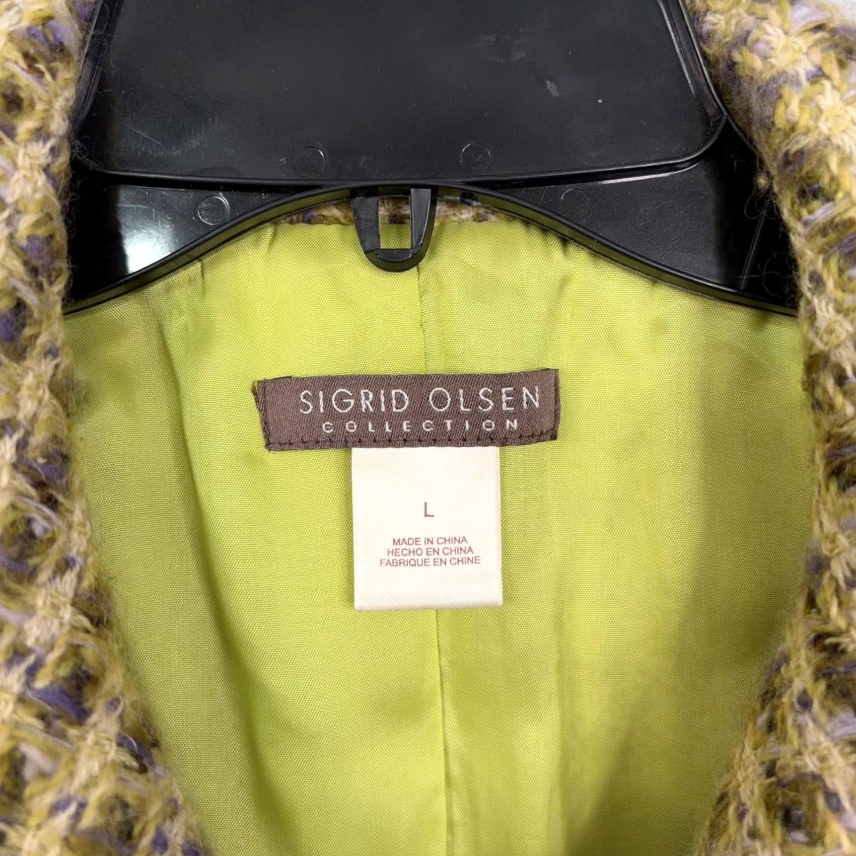 Vintage Sigrid Olsen Jacket Womens Large Green Plaid Wool Blend Tweed Classic Preppy Size L / US 10 / IT 46 - 2 Thumbnail