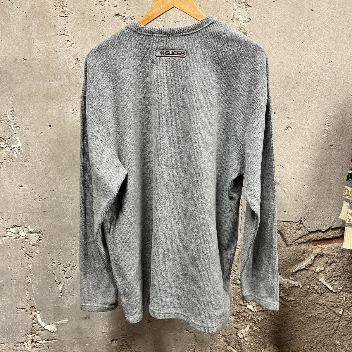 Guess × Vintage Guess Vintage Y2K Gray Plush Knit 3D Jelly Logo Sweater Top Size US XL / EU 56 / 4 - 4 Thumbnail