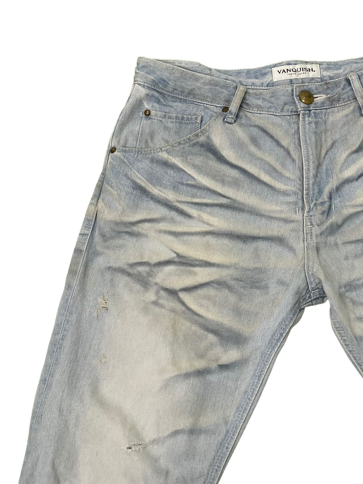 Japanese Brand Slim Jeans Vanquish Japan Distress Acid Wash 6🟦9 Size US 35 - 8 Thumbnail