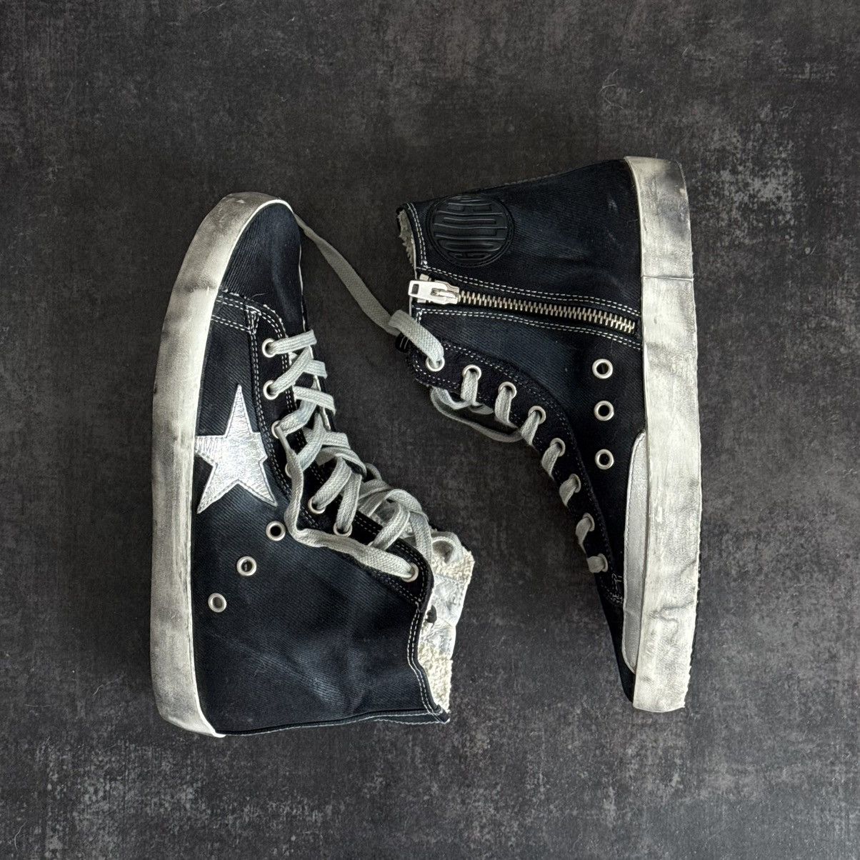 Golden Goose Golden Goose Francy Distressed Navy Denim High-Top Sneakers Size US 9 / IT 39 - 1 Thumbnail