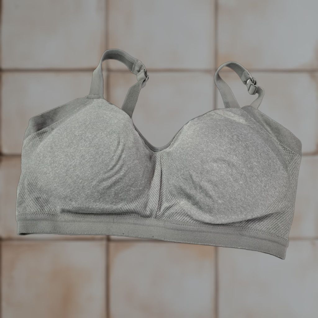 Vintage Warners Sports Bra Large Gray Wireless Racerback Lightly Lined Womens in Grey