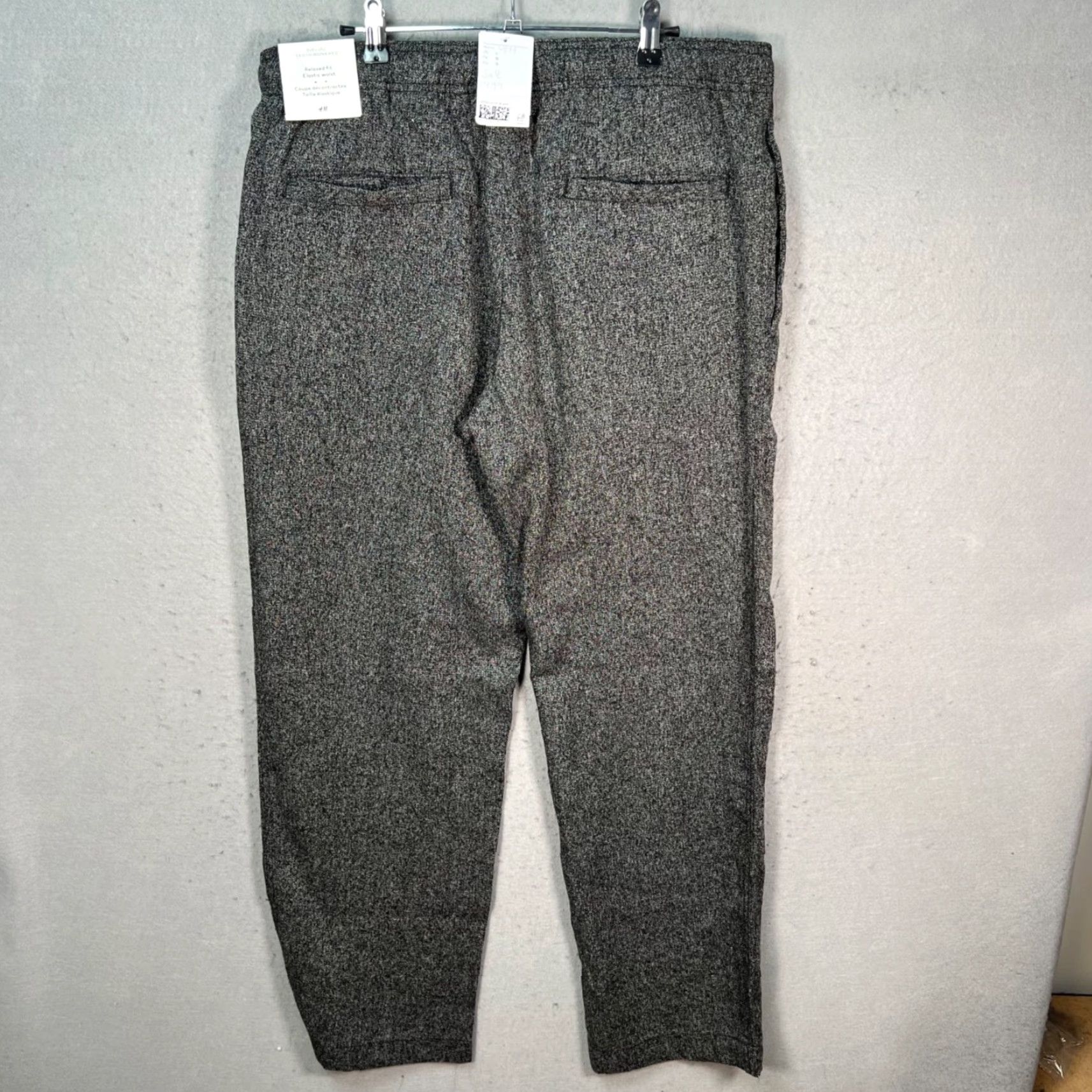 H&M H&M Mens Size Large Charcoal Gray Relaxed Fit Tweed Elastic Waist Chino Pants Size 36" / US 14 / IT 50 - 2 Thumbnail