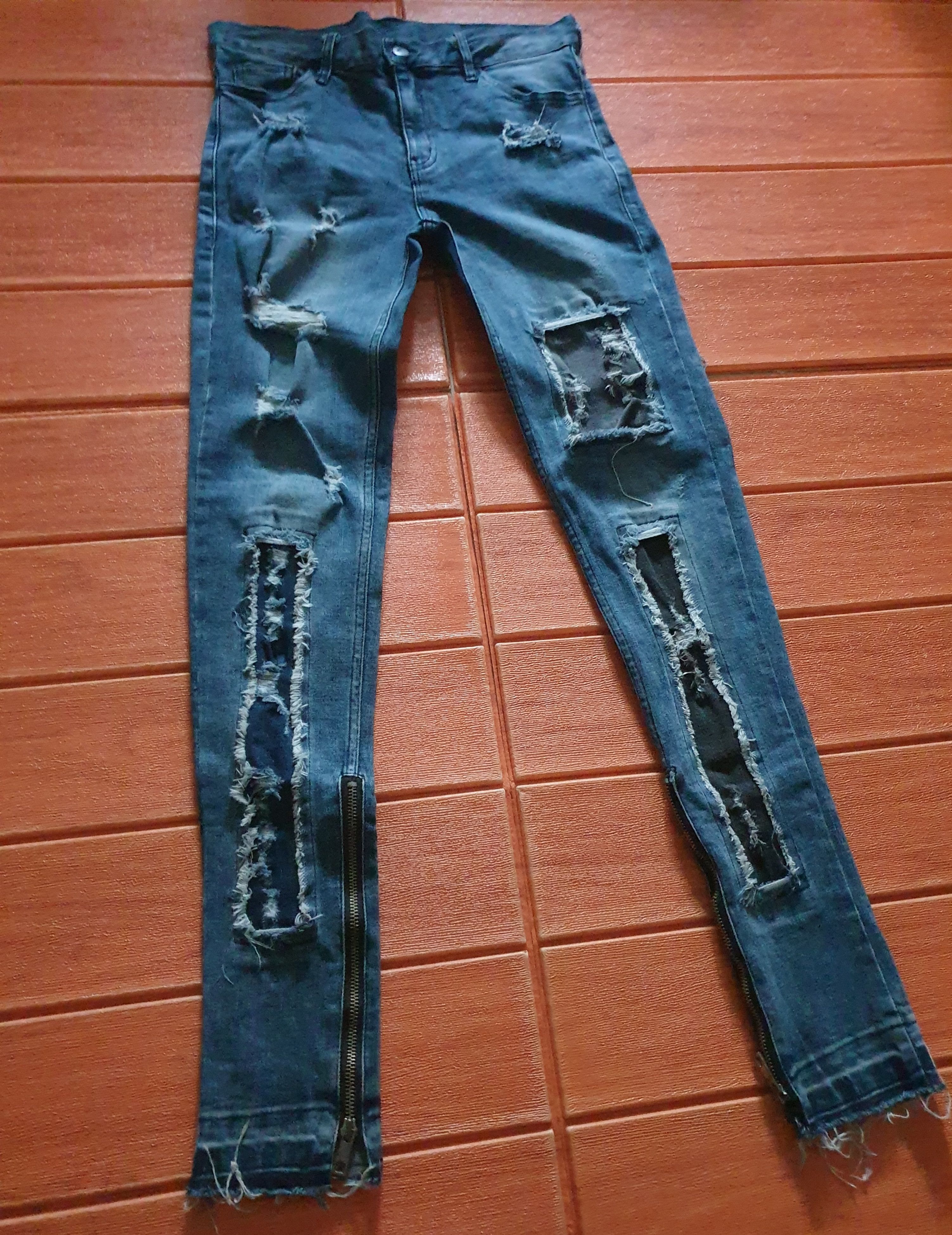 Japanese Brand Dance schon distressed patchwork denim pant Size US 30 / EU 46 - 4 Thumbnail