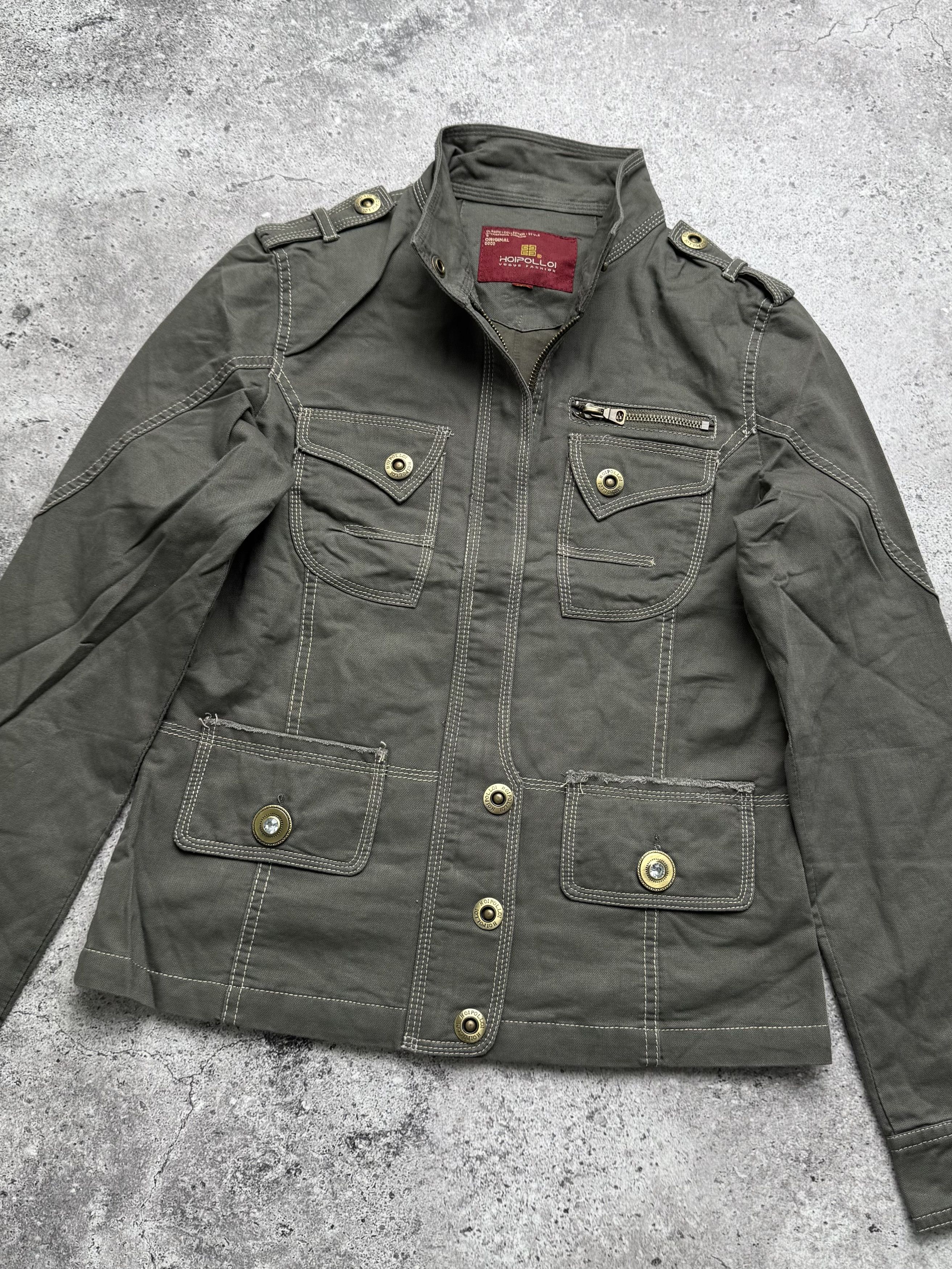 Vintage Vintage Utility Jacket Military Style Cotton Button Zip Coat Size XS / US 0-2 / IT 36-38 - 2 Thumbnail