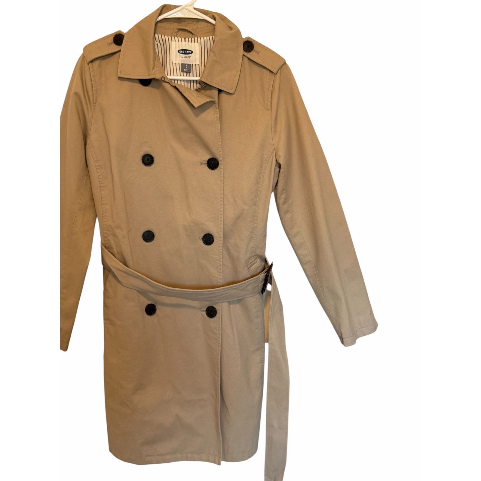 Old Navy Old Navy Tan Long Sleeve Button Water-Resistant Trench Coat Size S / US 4 / IT 40 - 5 Thumbnail