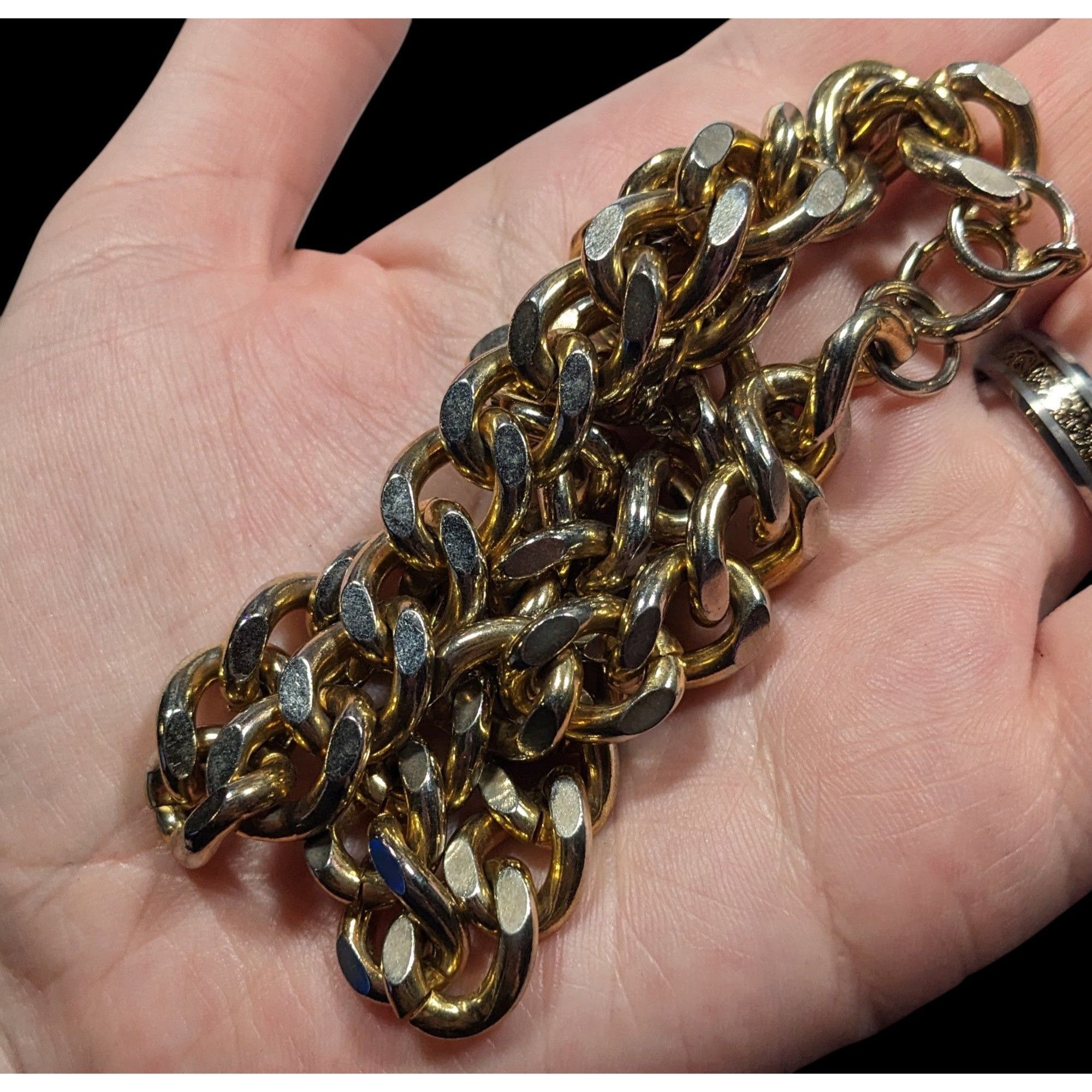 Other Classic Chunky Heavy Gold Tone Chain Necklace With Silver To Size ONE SIZE - 3 Thumbnail