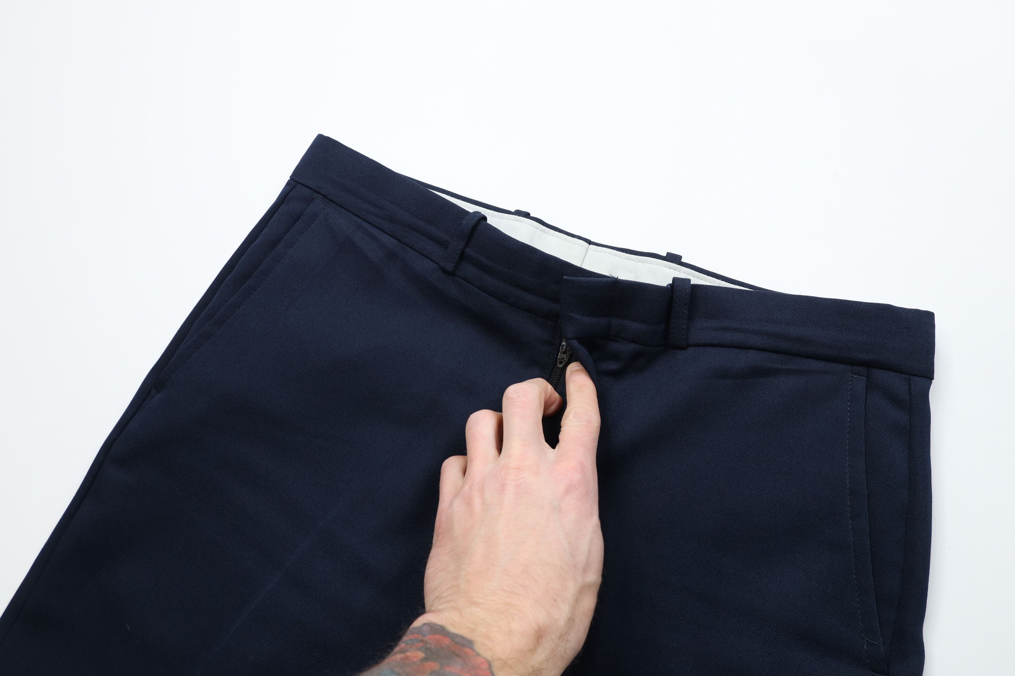 Vintage Vintage 70s Streetwear Flared Wide Leg Chino Pants Navy Blue Size US 34 / EU 50 - 7 Thumbnail