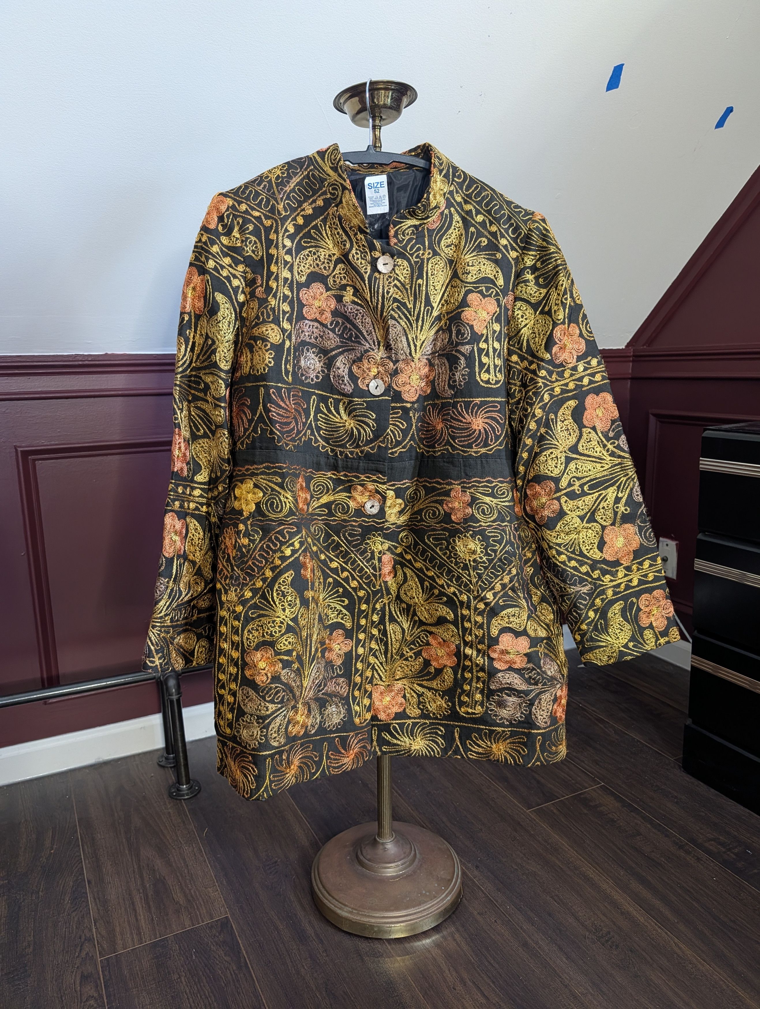 Handmade Uzbekistan handmade chain stitch floral button up jacket Size XL / US 12-14 / IT 48-50 - 1 Thumbnail
