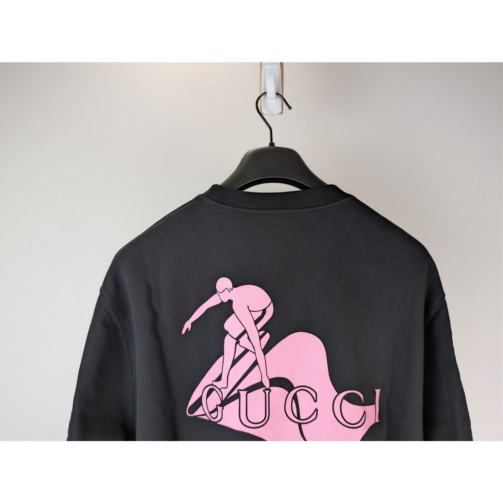Gucci o1rshd1 Printed Logo Cotton Sweatshirt in Black / Light Pink Size US L / EU 52-54 / 3 - 10 Thumbnail