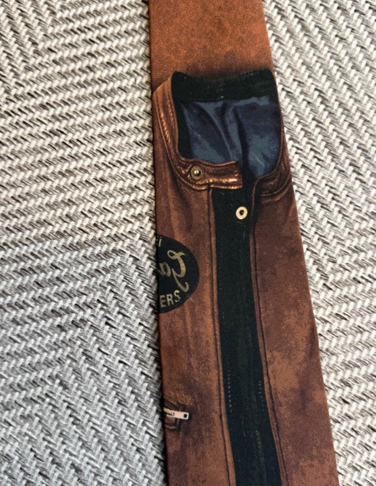 Jean Paul Gaultier Brown Denim Jacket Print Necktie Size ONE SIZE - 3 Thumbnail