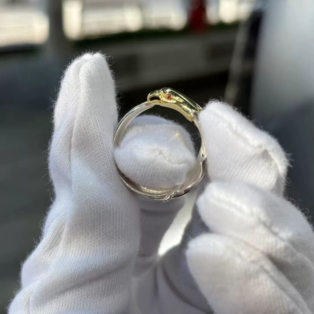 Larry Smith snake design gold ring with ruby eyes Size ONE SIZE - 1 Thumbnail