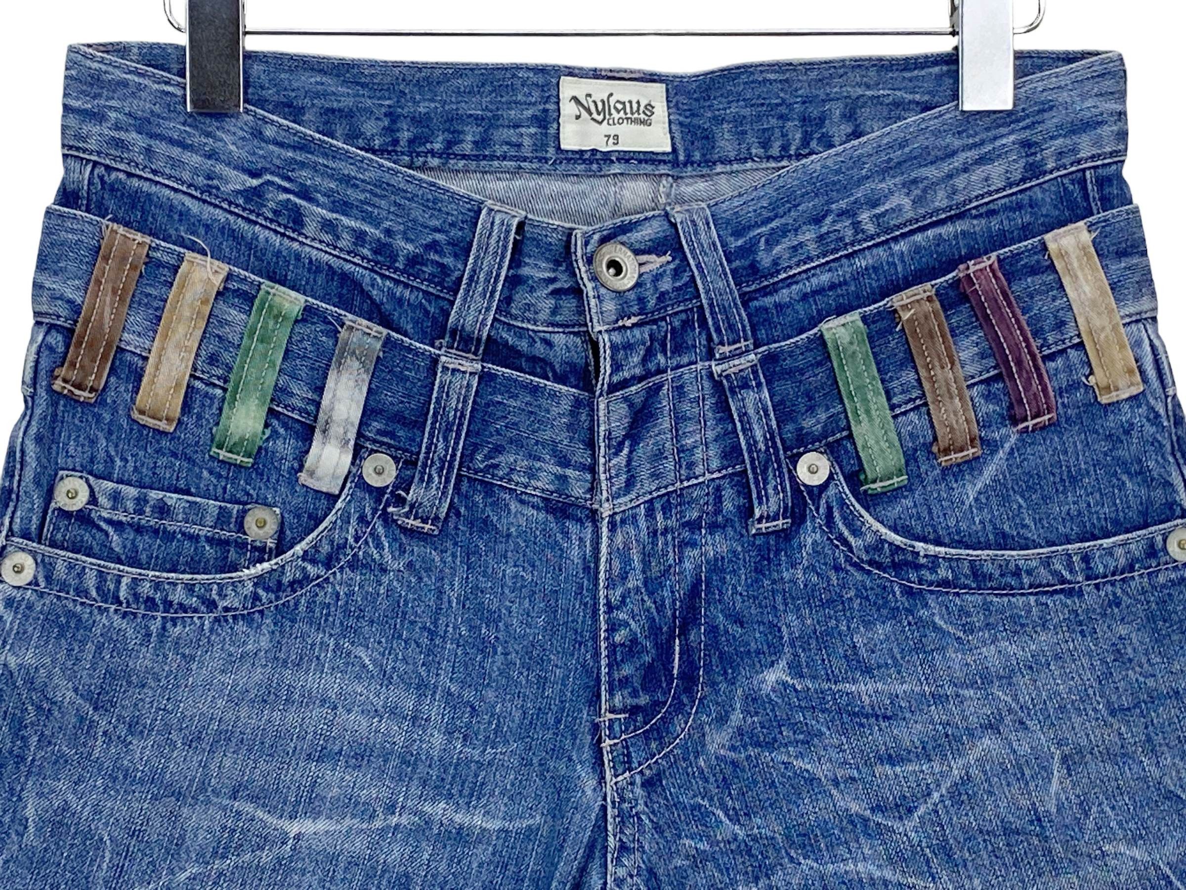 Japanese Brand Nylaus Jeans Double Waist Short Jeans Japanese Jeans Size US 31 - 3 Thumbnail