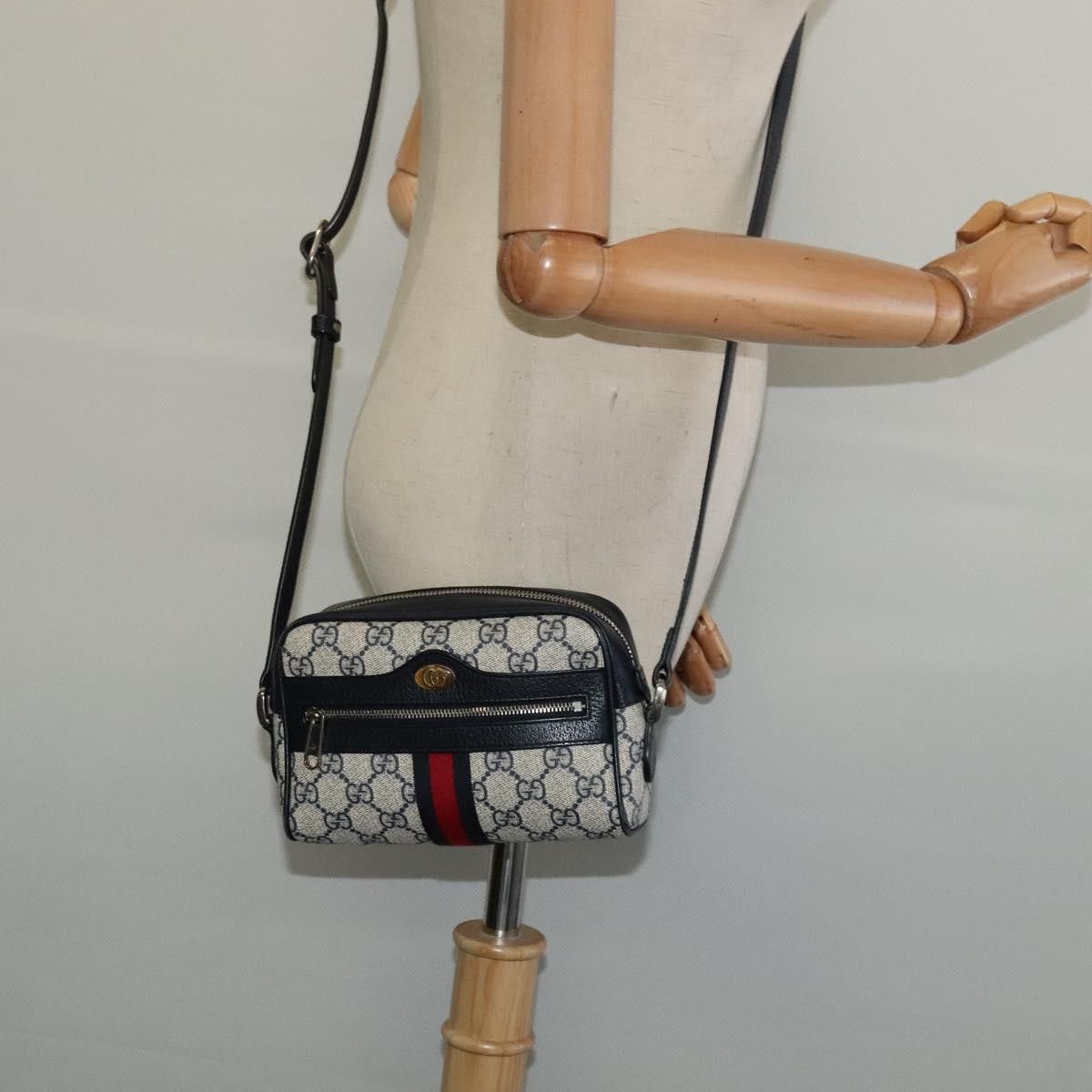 Gucci GUCCI GG Supreme Sherry Line Shoulder Bag Pvc Navy Red Size ONE SIZE - 22 Thumbnail