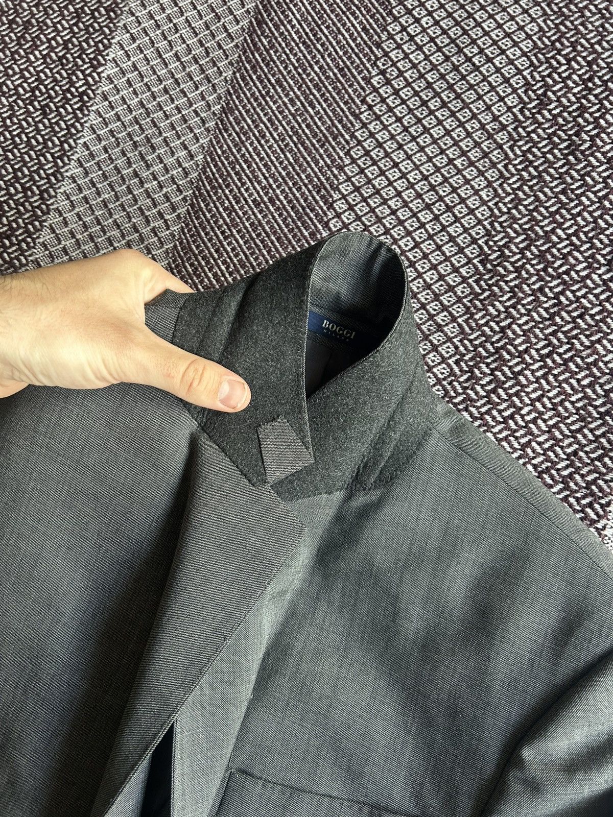 Boggi × Designer Boggi Milano Luxury Blazer Mens Grey Pure Wool 120’S Size 48 Size 48R - 13 Thumbnail