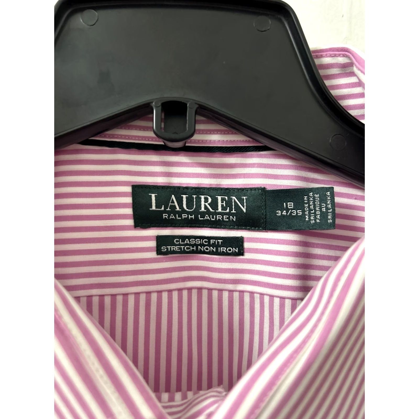 Ralph Lauren Lauren Ralph Lauren Shirt Men 18 Pink White Striped Classic Fit Stretch Non Iron Dress Shirt Button-Down Collar Mens Size US XXL / EU 58 / 5 - 6 Thumbnail