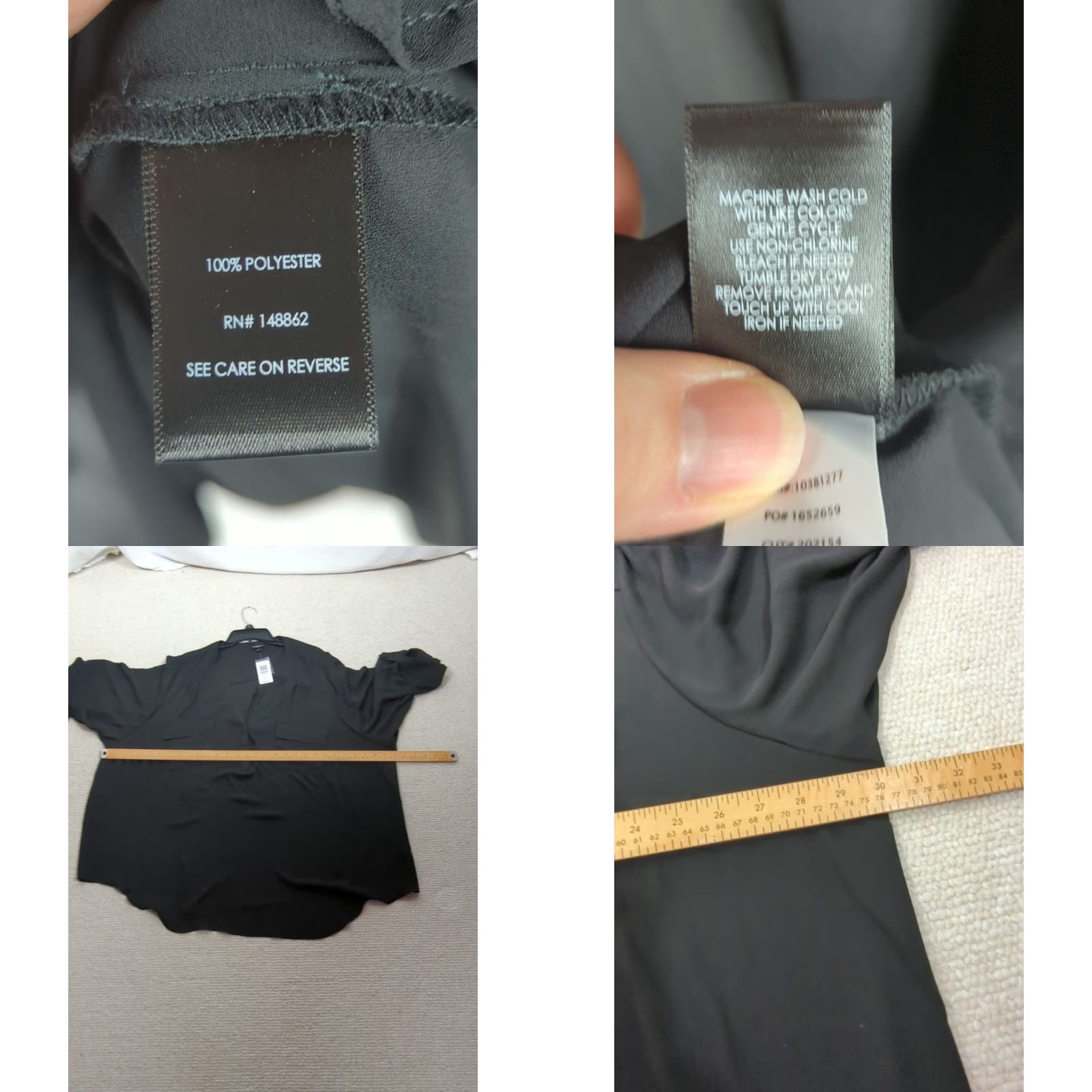 Torrid Torrid Blouse Womens Plus 5X Black Georgette 3/4 Roll Tab Sleeve Sheer V-Neck Pullover with Pockets (Chiffon/Polyester) Size XXL / US 16-18 / IT 52-54 - 8 Thumbnail