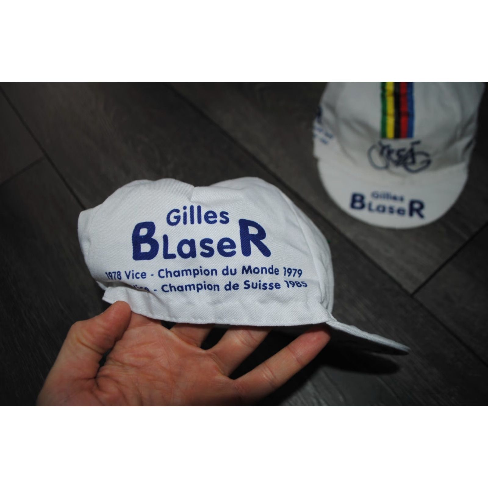 Champion GILLES BLAZER CYCLING CAP VINTAGE 1978/79 1984/85 SUISSE DU MONDE VICE CHAMPION ONE SIZE White Mens Fan Vintage Cap Size 44L - 5 Thumbnail