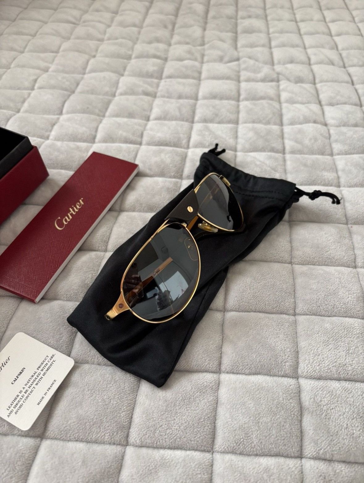 Cartier Cartier Sunglasses: Edition Santos Dumont - Calfskin Leather Size ONE SIZE - 1 Thumbnail