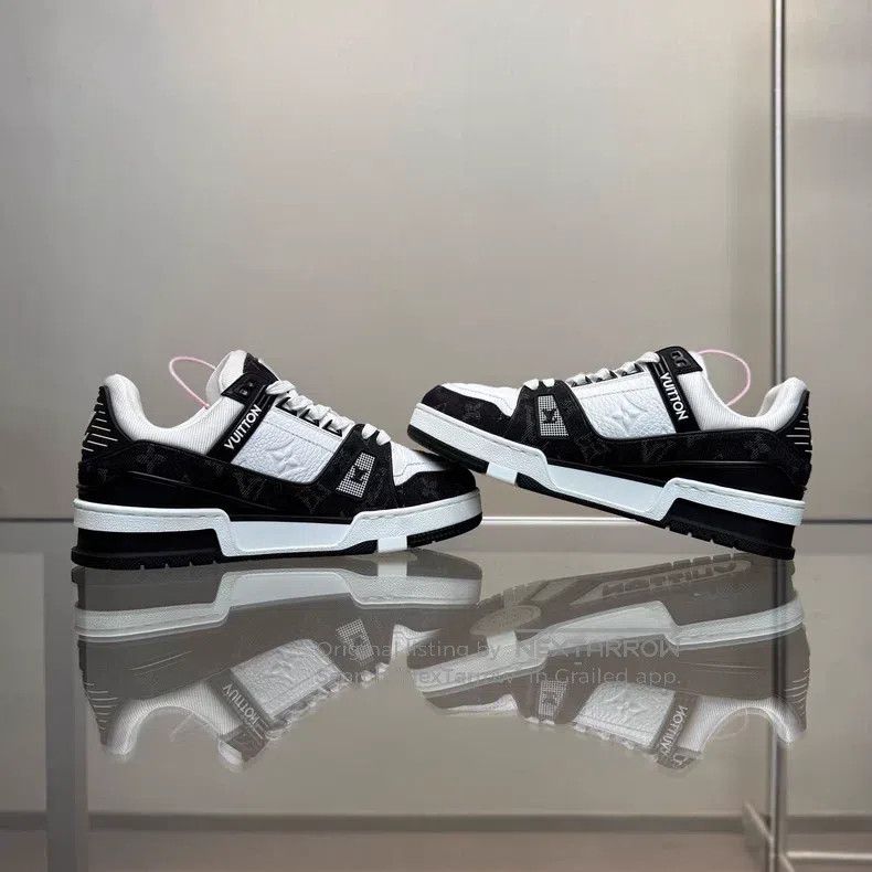 Louis Vuitton Louis Vuitton Trainer Black and White Denim shoes Size US 6 / IT 36 - 6 Thumbnail
