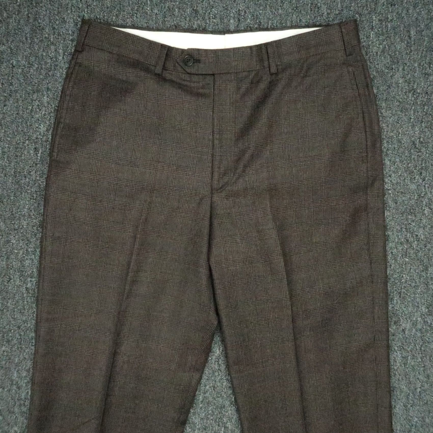 Brooks Brothers Brooks Brothers Pants Mens 35x32 Brown Glen Plaid Wool 346 Flat Front Lined Size US 35 - 2 Thumbnail