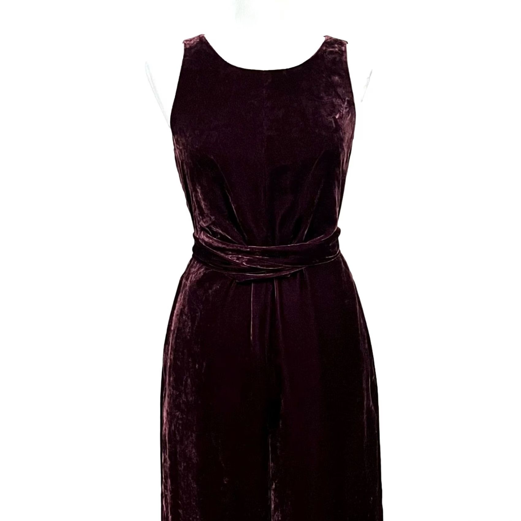 Madewell Madewell Velvet Jumpsuit Burgundy Sleeveless Sz 0 Women One-Piece Pants Twist Front Velvet Size 25" / US 0 / IT 36 - 4 Thumbnail