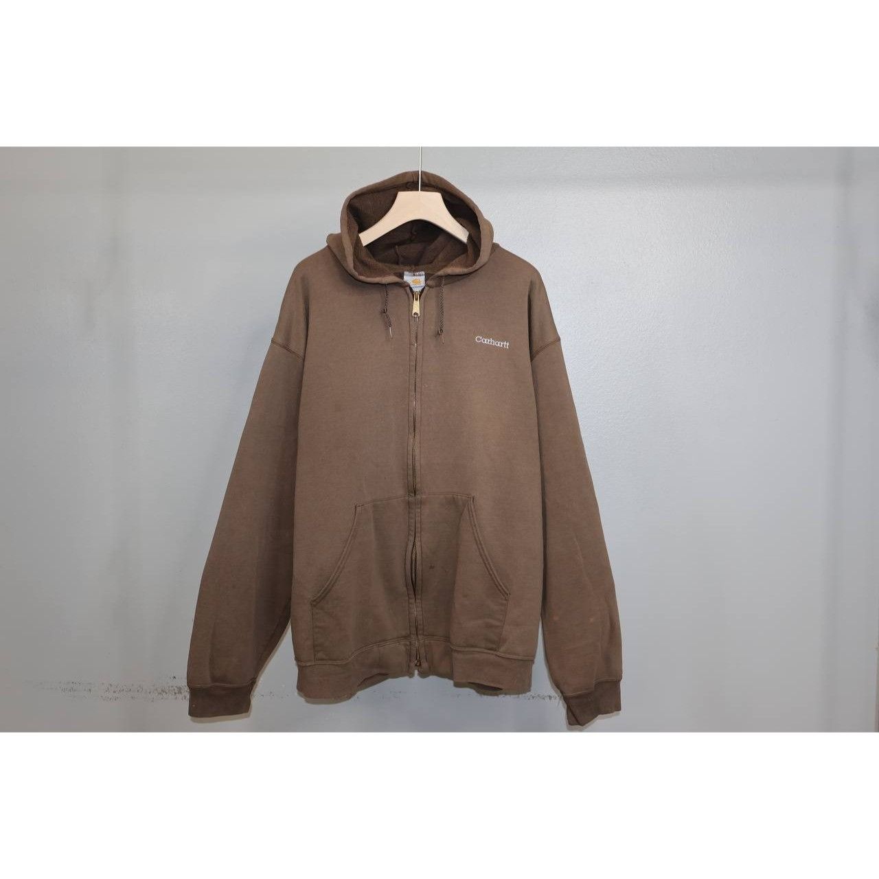 Carhartt Vtg Carhartt Full Zip Hoodie 2XL Work Logo Embroidered Scrip Size US XXL / EU 58 / 5 - 1 Thumbnail