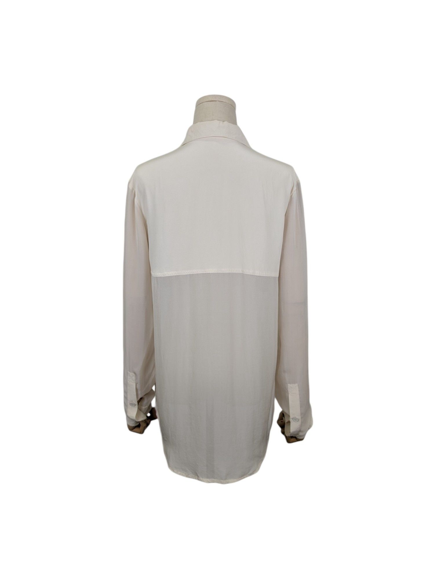 T by Alexander Wang Creme Color Silk Shirt With Sheer Back Size XS / US 0-2 / IT 36-38 - 2 Thumbnail