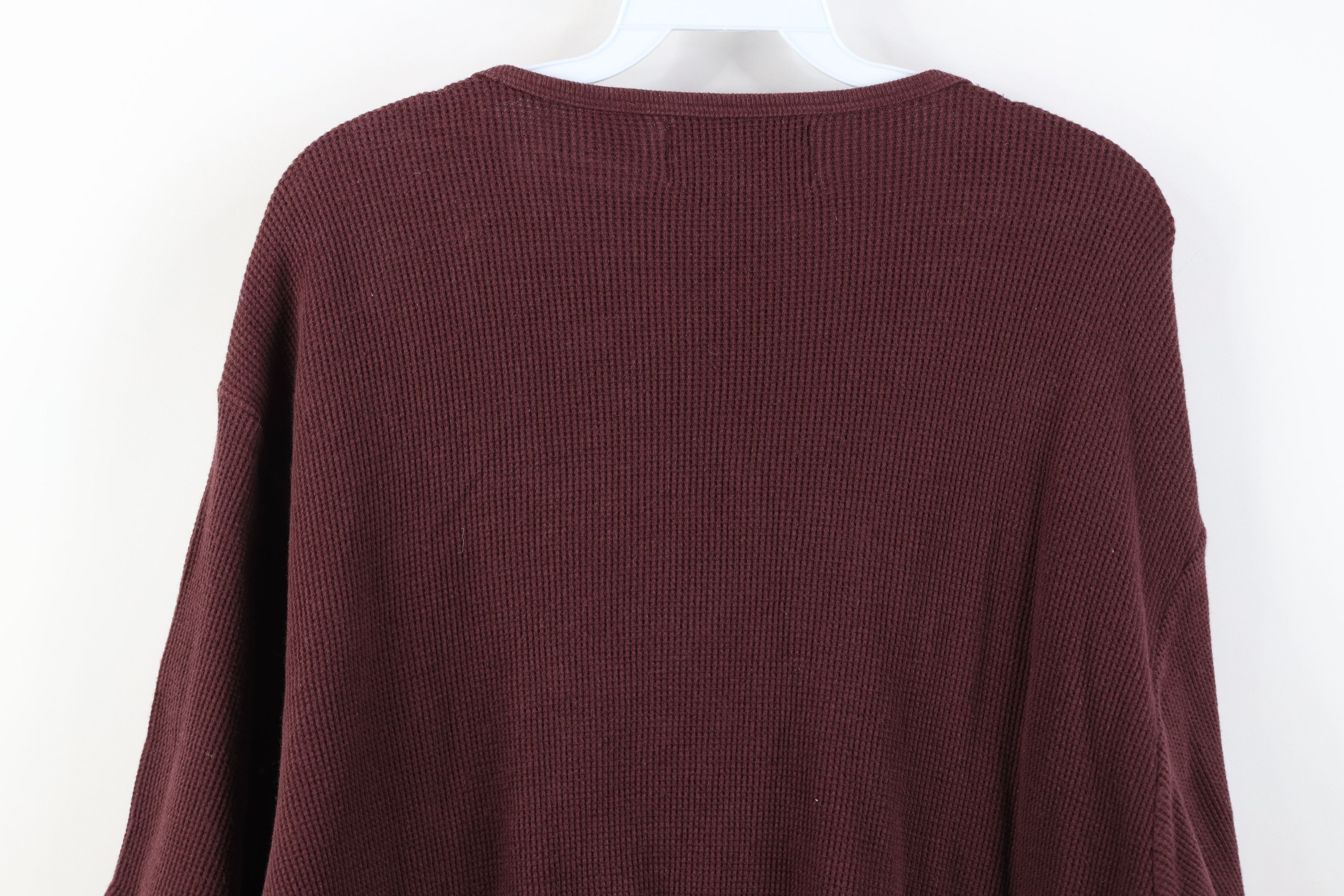 Vintage Vintage 90s Streetwear Thermal Waffle Knit T-Shirt Burgundy Size US XL / EU 56 / 4 - 11 Thumbnail