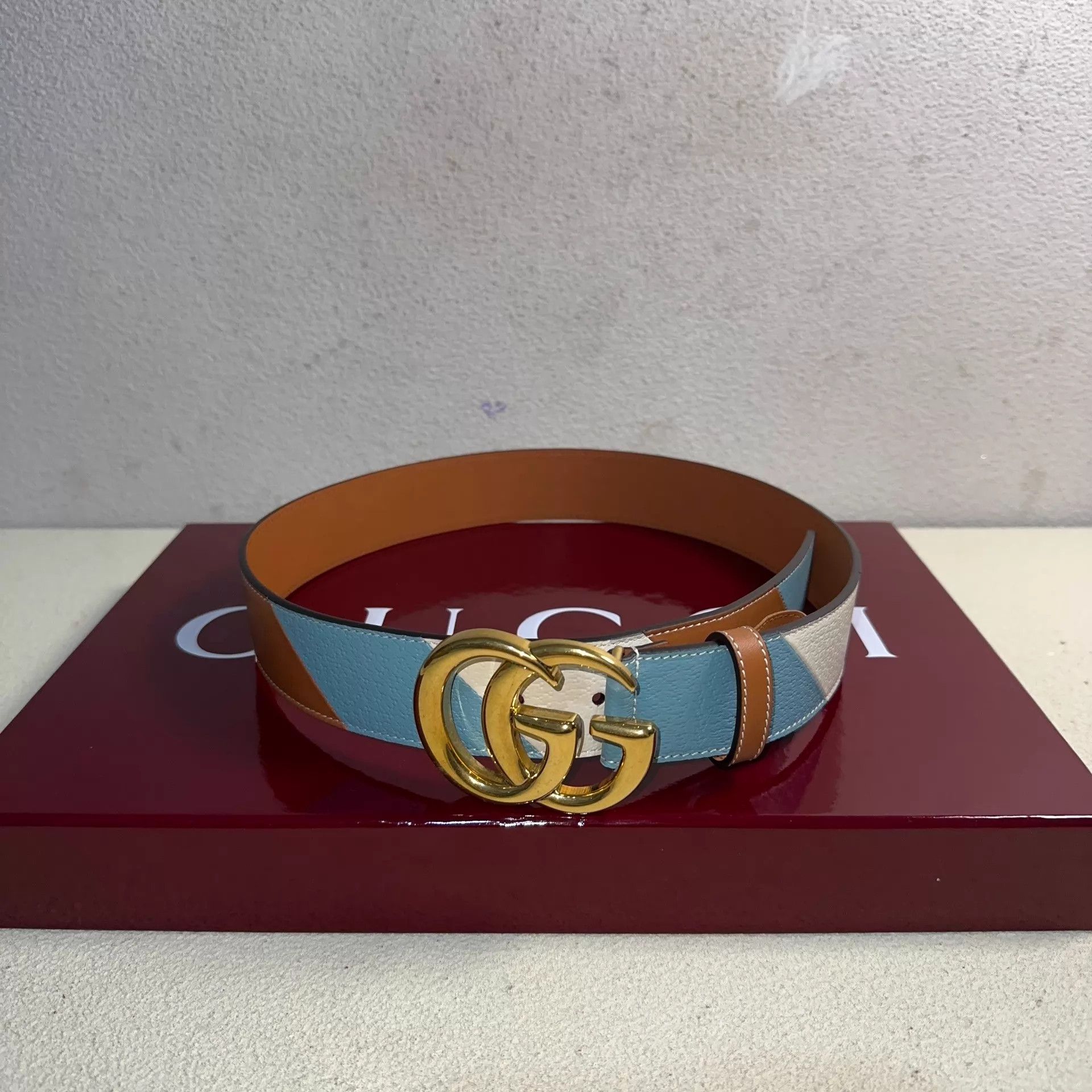 Gucci GUCCI GG Color Blocked 4cm Belt Size ONE SIZE - 3 Thumbnail