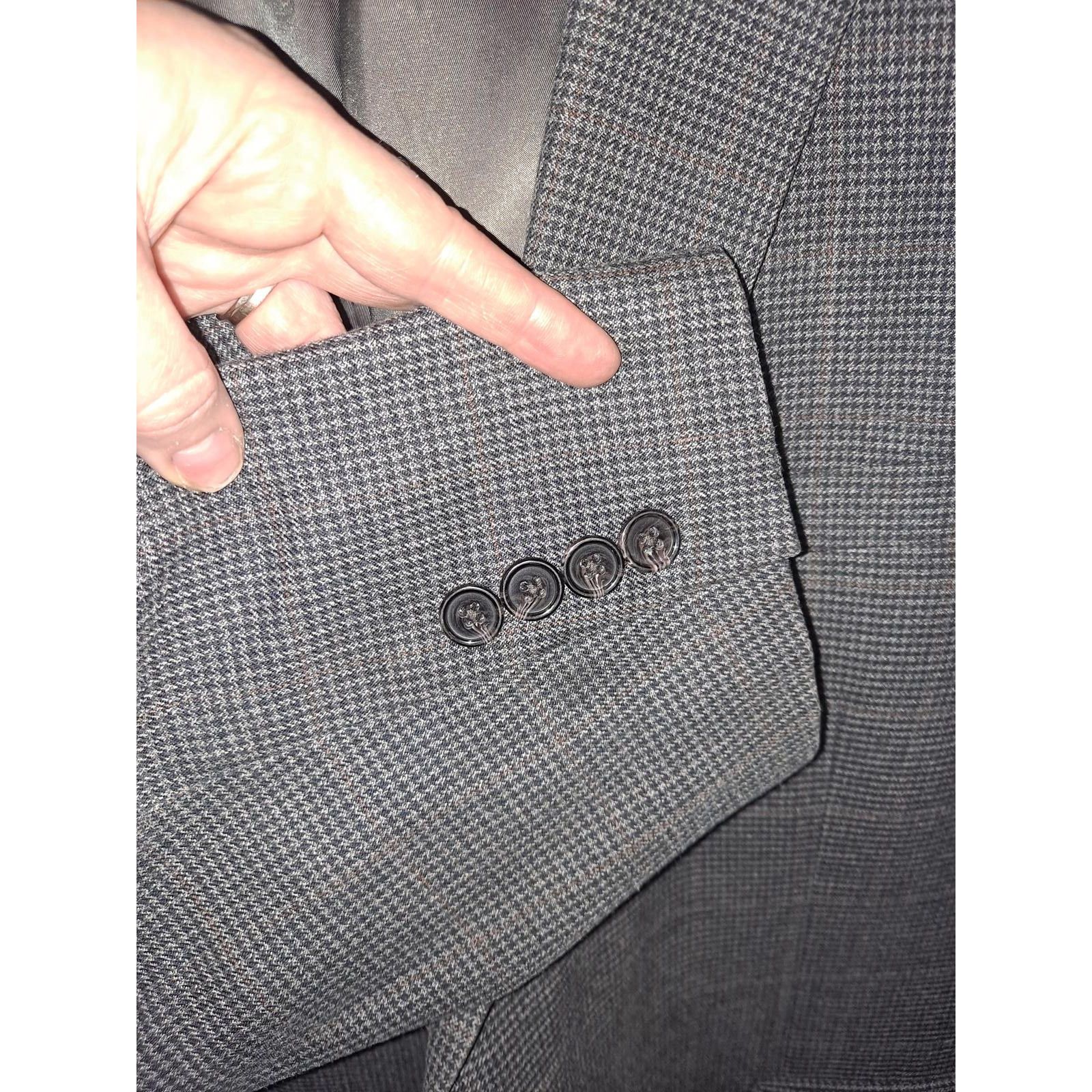 Ralph Lauren Ralph Lauren Gray with Orange Plaid 2 Button Silk/Wool Blaze Size 52R - 6 Thumbnail
