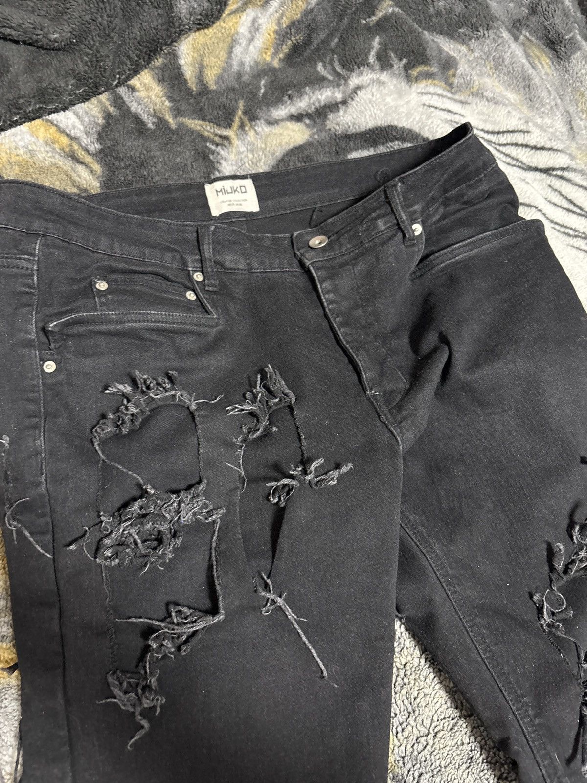 Japanese Brand black ripped flare jeans Size US 34 / EU 50 - 2 Thumbnail