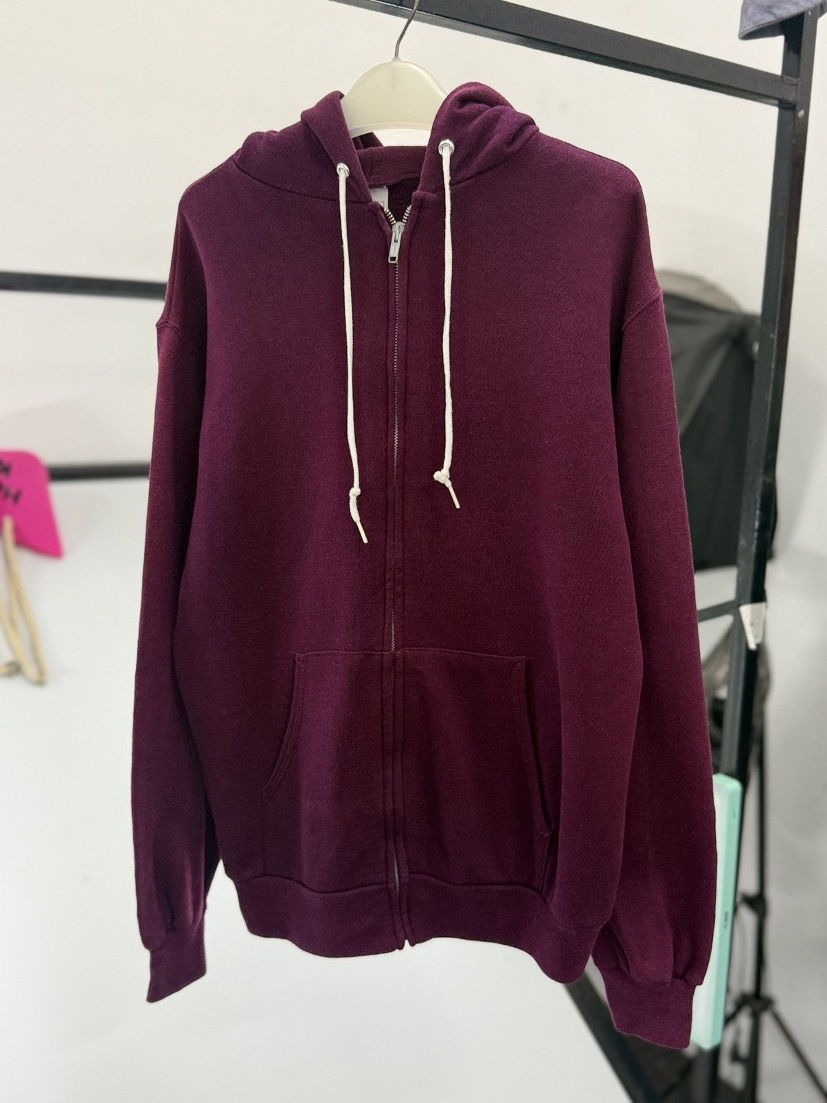🔥 90's Vintage Hanes Plain Hoodie in Maroon - M