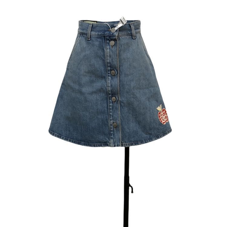 Gucci Gucci Apple Embroidered Denim Mini Skirt Size 36 Size 25" / US 0 / IT 36 - 1 Thumbnail