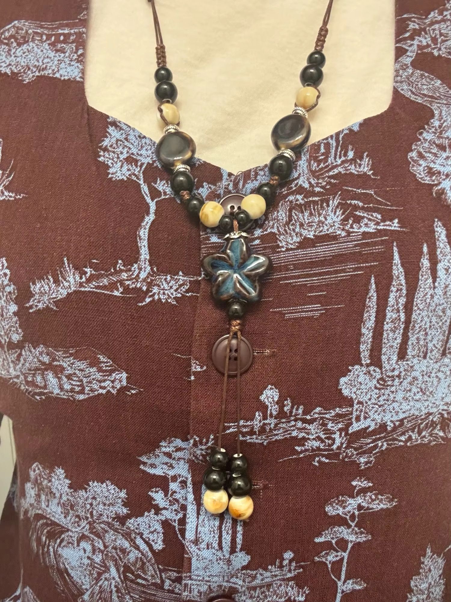 Handmade Flower Pendant Necklace Handmade Jewelry Gift For Her Size ONE SIZE - 4 Thumbnail