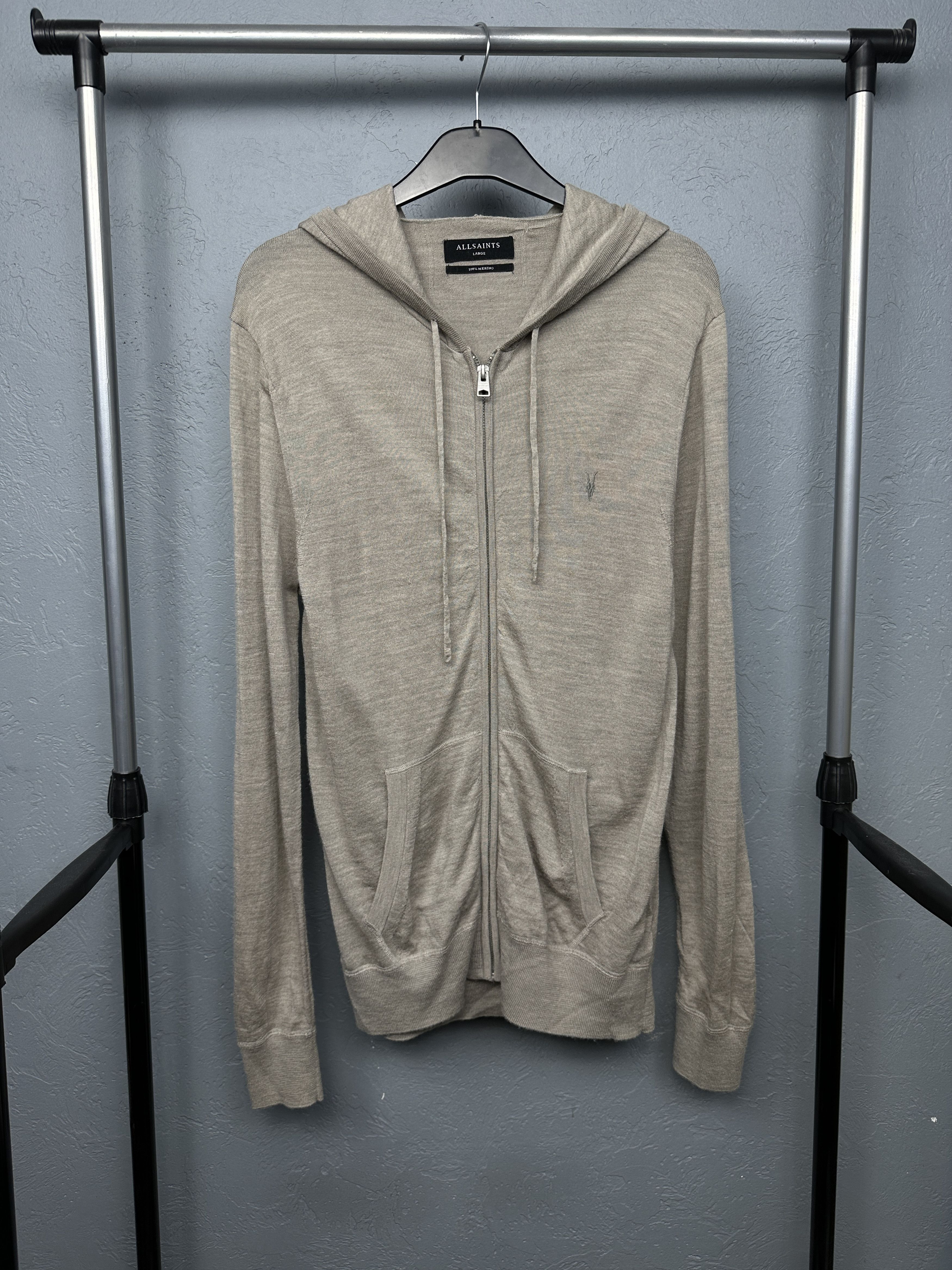 Allsaints Allsaints Mens Mode Merino Wool Knit Zip Hoodie Size US L / EU 52-54 / 3 - 1 Thumbnail