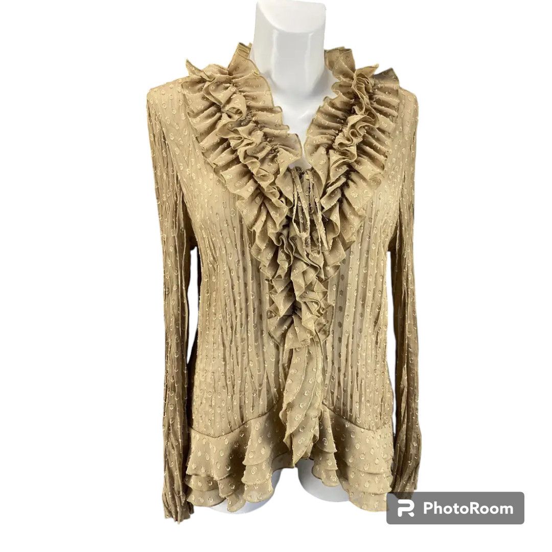 Other Tan ruffled blouse sz M excellent condition brand Six Sens Size M / US 6-8 / IT 42-44 - 1 Thumbnail