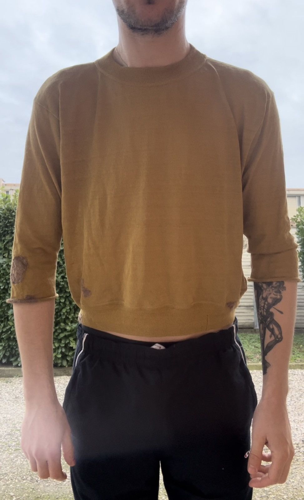 image of Maison Margiela Senape Linen Alpaca Knit Pullover S Boris Saberi Rick Owens in Brown (Size Small)